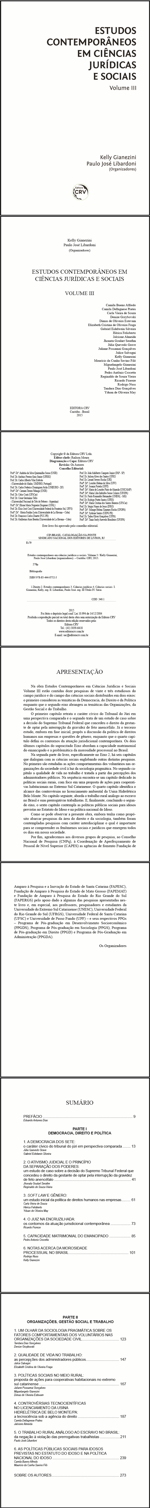 ESTUDOS CONTEMPORÂNEOS EM CIÊNCIAS JURÍDICAS E SOCIAIS<br>Volume III